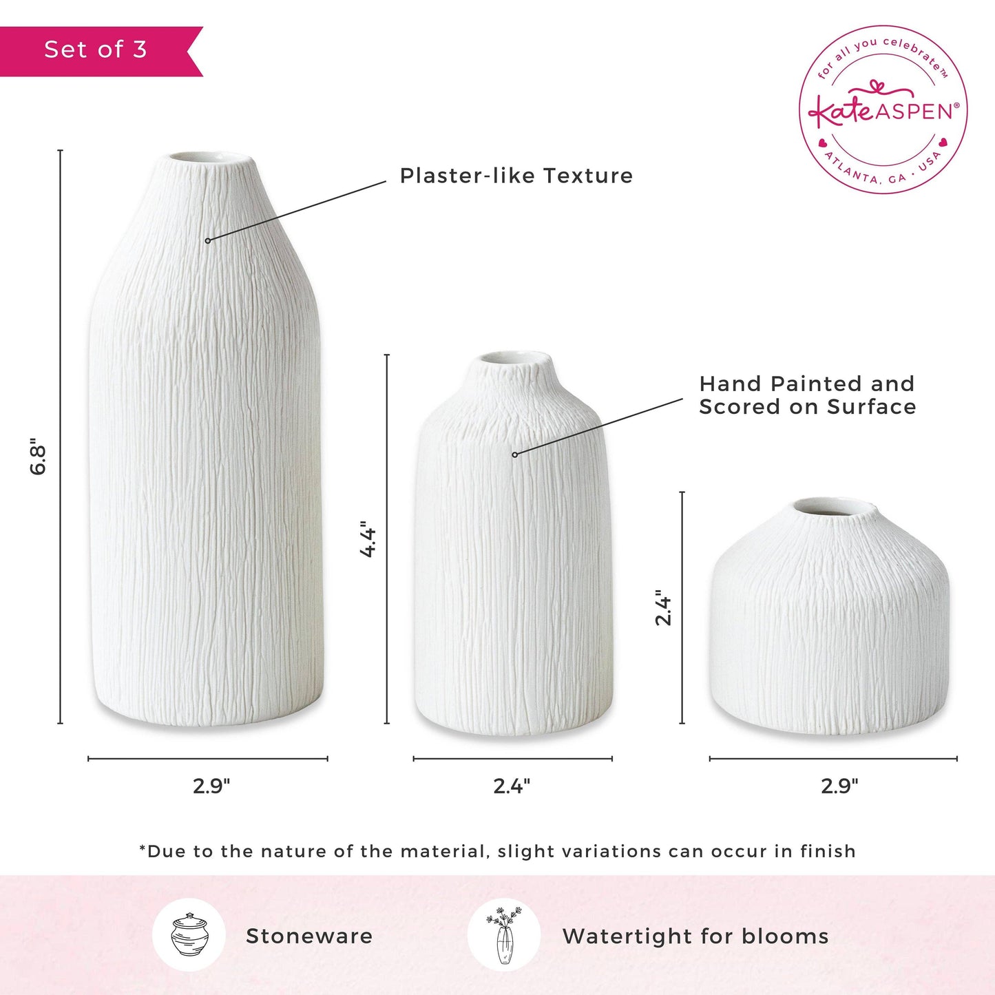 Boho Ceramic Bud Vase - White (Set of 3)